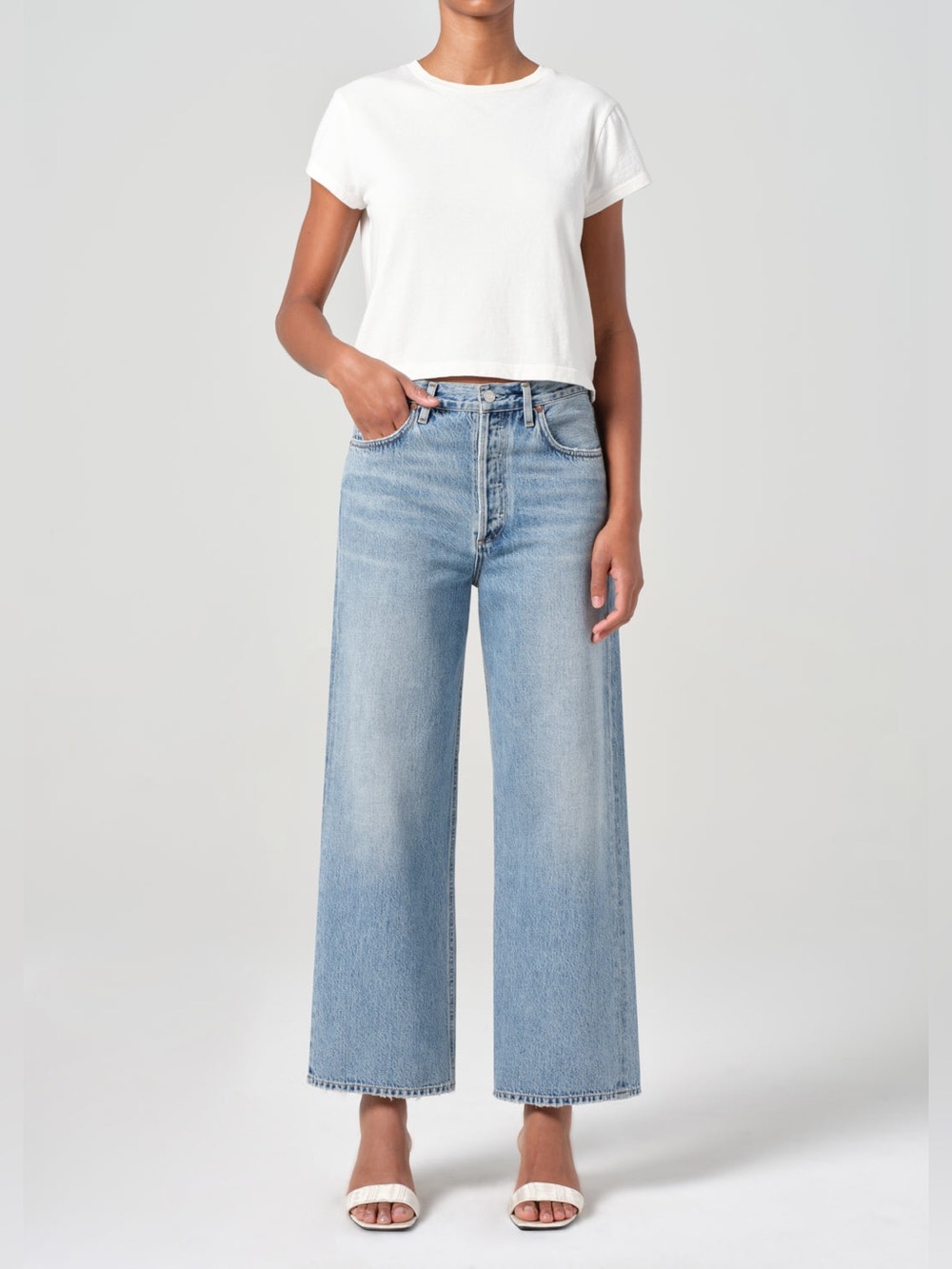 Agolde Light Blue High-Rise Wide-Leg Jeans